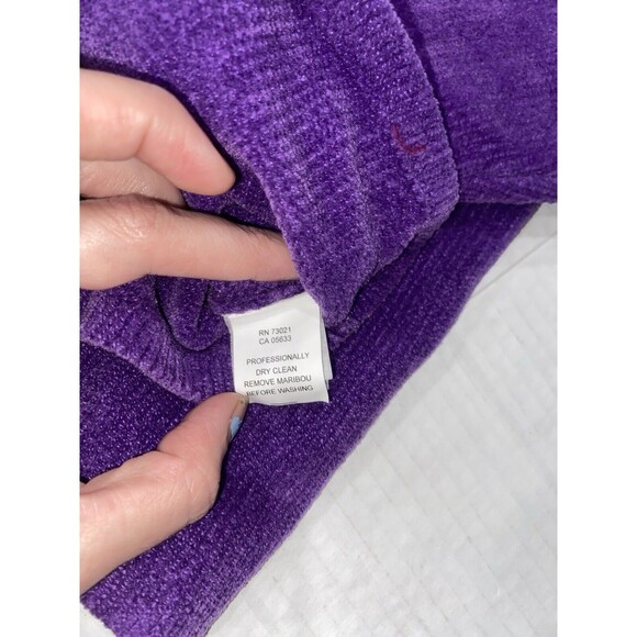 Vintage Belle point Hat sweater size Large Soft Purple Red Fur Collar With Flaw - Picture 9 of 12